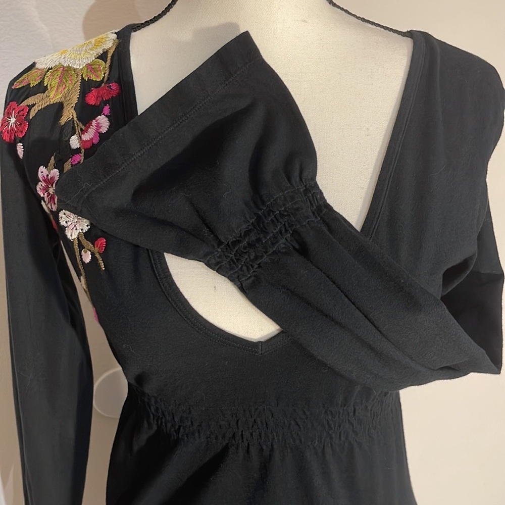 Johnny Was LA Black Embroidered LOVE Dress - Picture 7 of 9
